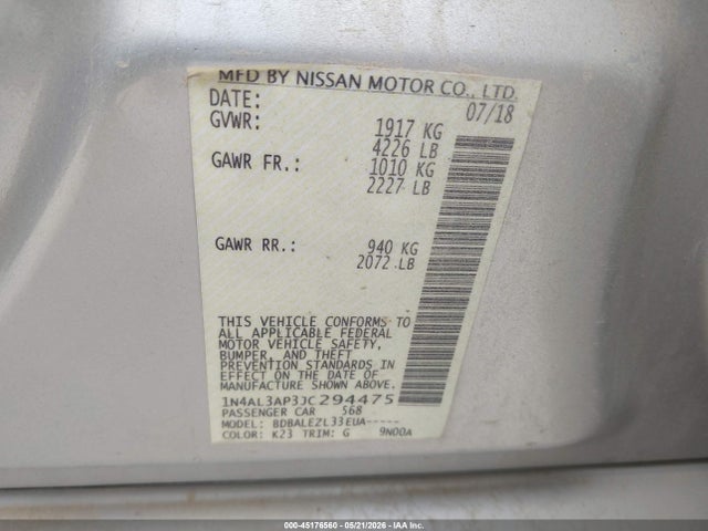 2018 Nissan ALTIMA 2.5 S 照片 9