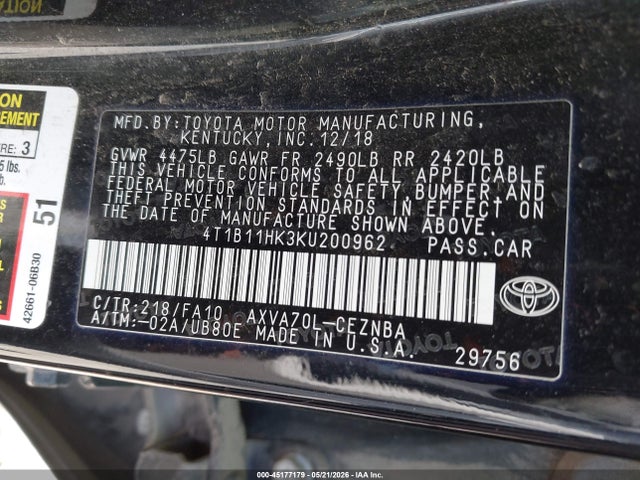 2019 Toyota CAMRY LE 照片 9