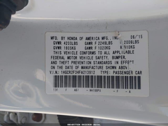2015 Honda ACCORD LX photo 9