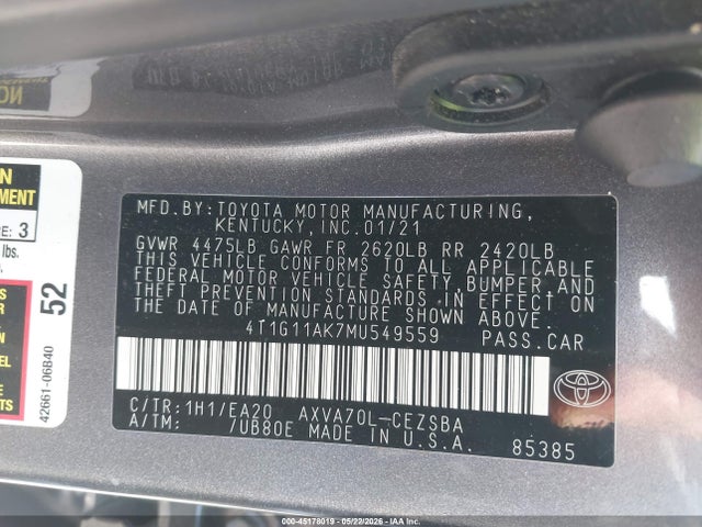 صورة 9 لـ 2021 Toyota CAMRY SE