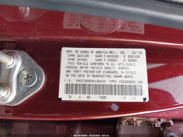 صورة 9 لـ 2009 Honda ACCORD 2.4 EX-L
