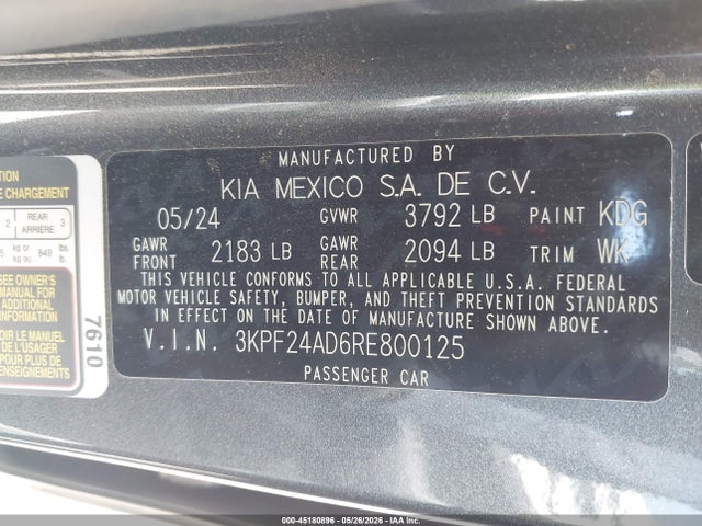 2024 KIA FORTE LXS photo 9