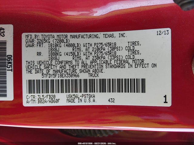 2014 Toyota TUNDRA SR5 5.7L V8 photo 9
