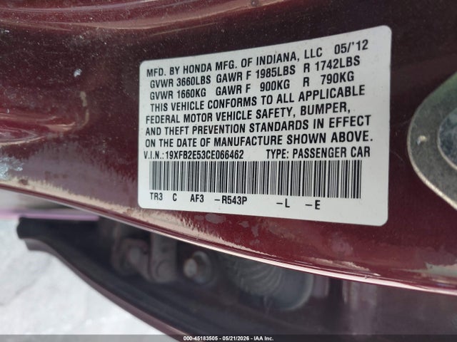 2012 Honda CIVIC LX 照片 9