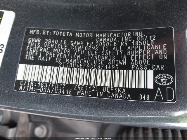 2012 Toyota COROLLA S — фото 9