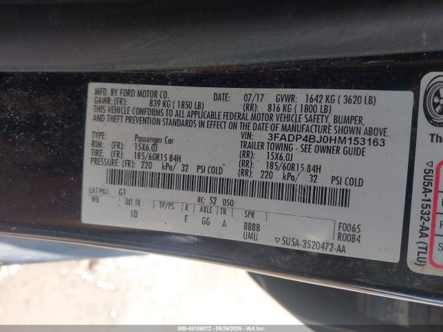 2017 FORD FIESTA SE photo 9