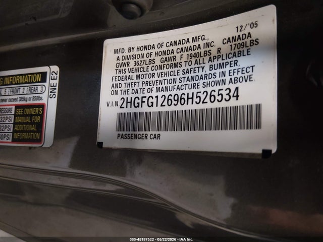 2006 Honda CIVIC LX — фото 9