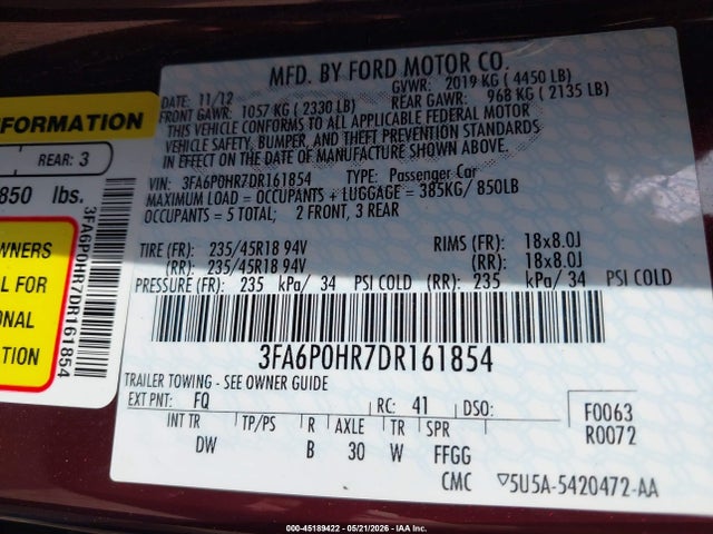 2013 FORD FUSION SE — фото 9