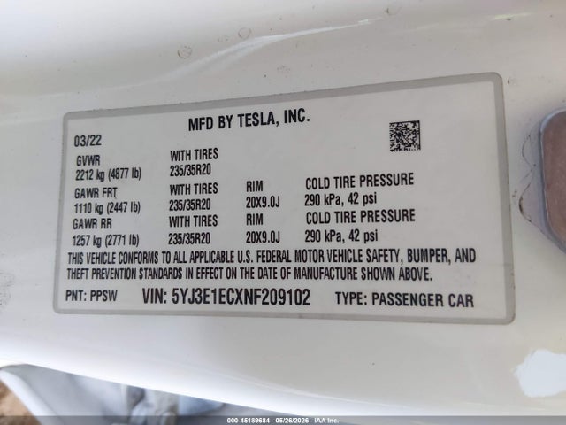 صورة 9 لـ 2022 Tesla MODEL 3 PERFORMANCE DUAL MOTOR ALL-WHEEL DRIVE