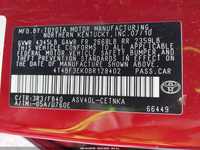 2011 Toyota CAMRY LE 照片 9