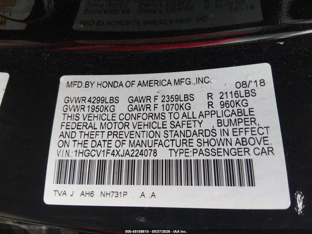 2018 Honda ACCORD EX 照片 9