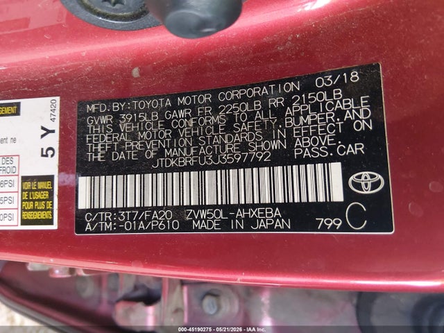 صورة 9 لـ 2018 Toyota PRIUS TWO