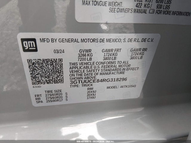 2024 GMC SIERRA 1500 4WD SHORT BOX ELEVATION WITH 3SB photo 9