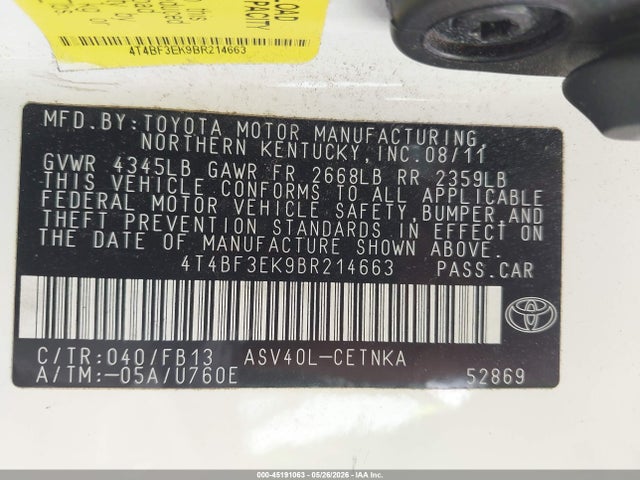 2011 Toyota CAMRY LE 照片 9