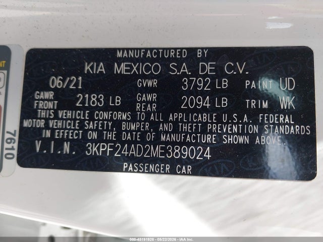 صورة 9 لـ 2021 KIA FORTE LXS