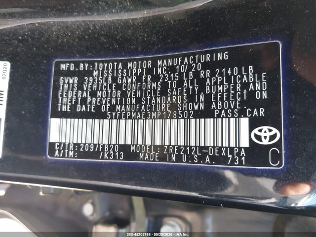 2021 TOYOTA COROLLA LE 9
