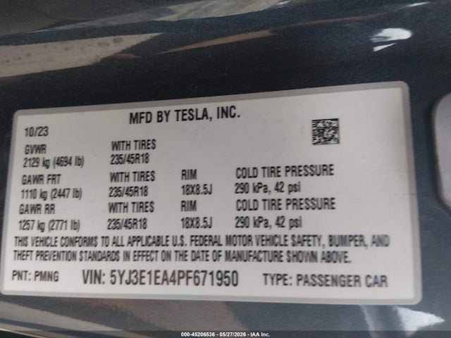 2023 Tesla MODEL 3 REAR-WHEEL DRIVE 照片 9