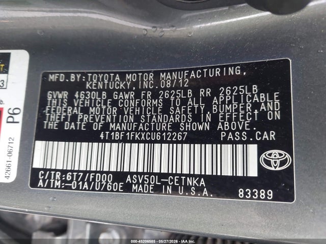 2012 Toyota CAMRY LE photo 9