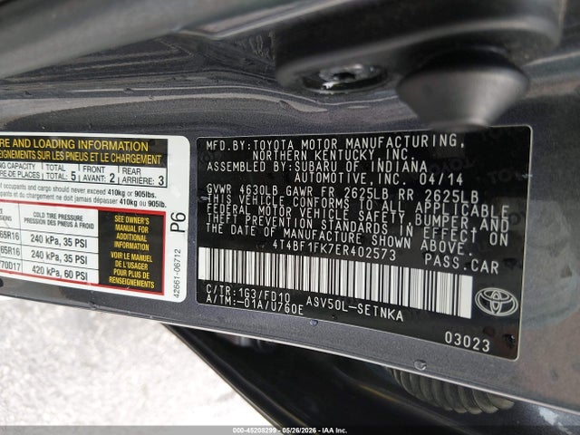 2014 Toyota CAMRY LE photo 9
