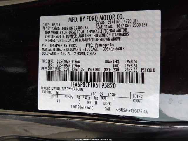 2019 FORD MUSTANG GT PREMIUM — фото 9