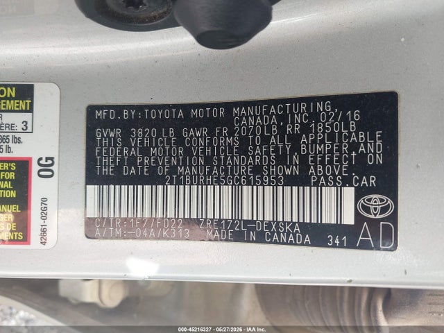 2016 Toyota COROLLA S — фото 9