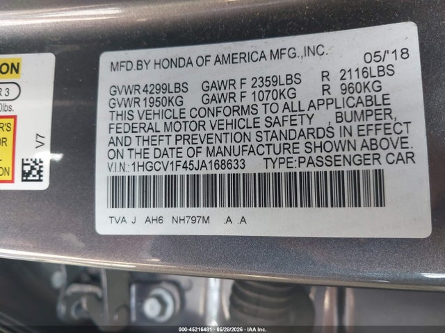 2018 Honda ACCORD EX 照片 9