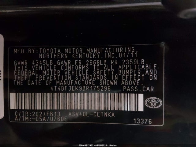 2011 Toyota CAMRY LE photo 9