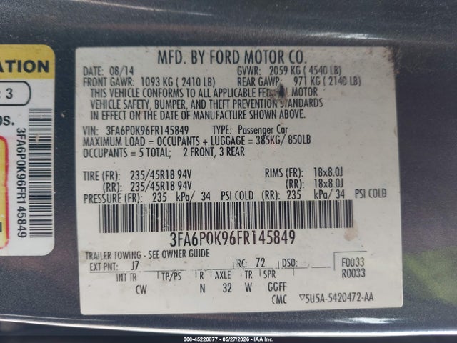 صورة 9 لـ 2015 FORD FUSION TITANIUM