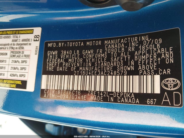 صورة 9 لـ 2010 Toyota COROLLA LE