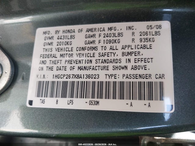 2008 Honda ACCORD 2.4 EX photo 9