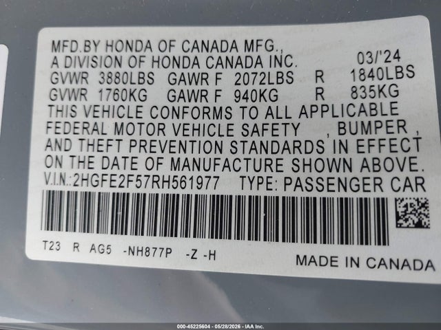 2024 Honda CIVIC SPORT 照片 9