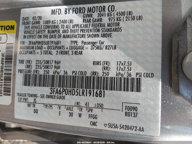 صورة 9 لـ 2020 FORD FUSION SE