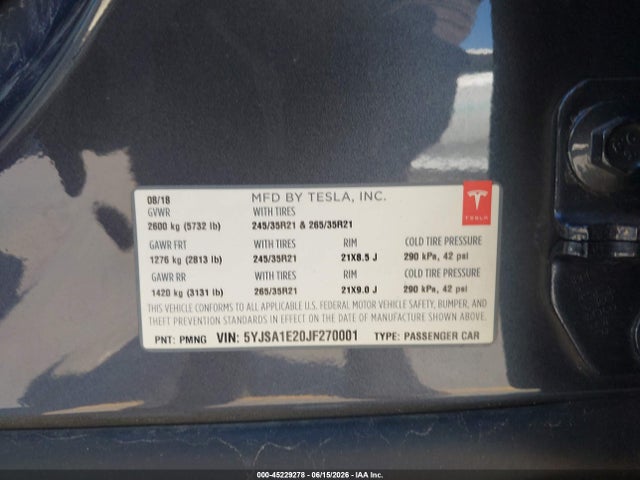 2018 Tesla MODEL S 100D/75D/P100D — фото 9