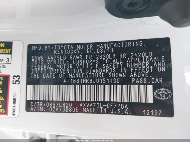 2018 TOYOTA CAMRY XSE 9