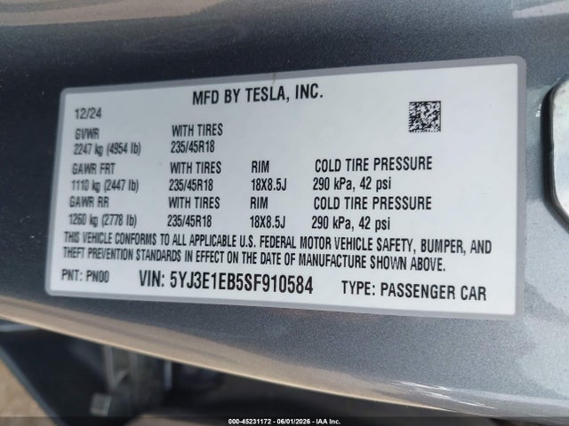2025 Tesla MODEL 3 LONG RANGE ALL-WHEEL DRIVE 照片 9