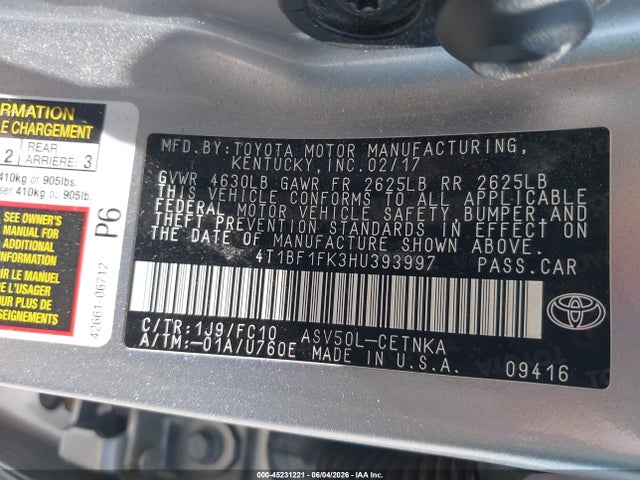 2017 Toyota CAMRY LE 照片 9