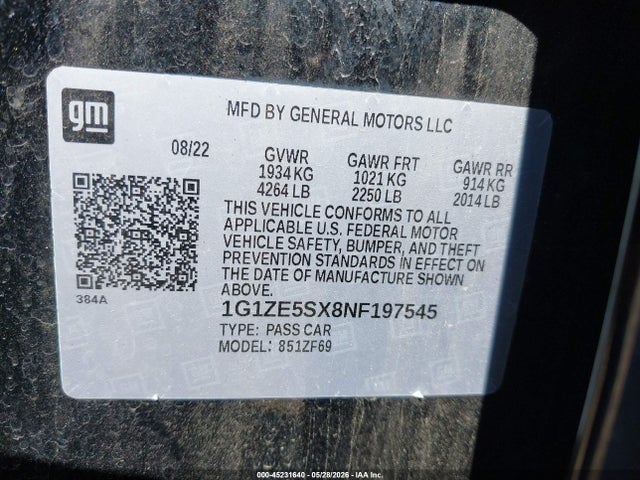 2022 Chevrolet MALIBU FWD PREMIER 照片 9