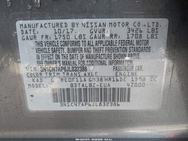 2018 Nissan VERSA 1.6 SV 照片 9