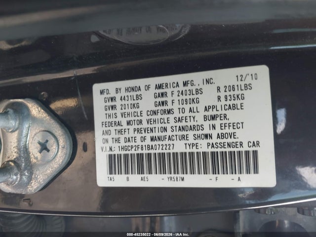 2011 Honda ACCORD 2.4 EX-L 照片 9