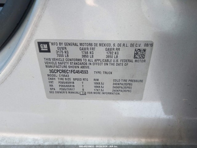 2015 Chevrolet SILVERADO 1500 1LT — миниатюра 9
