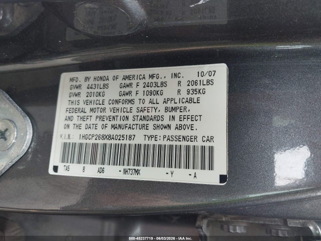 2008 Honda ACCORD 2.4 EX-L 照片 9