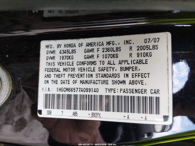 2007 Honda ACCORD 3.0 EX 照片 9