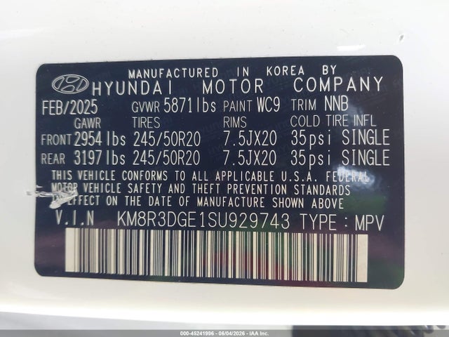 2025 HYUNDAI PALISADE XRT 9
