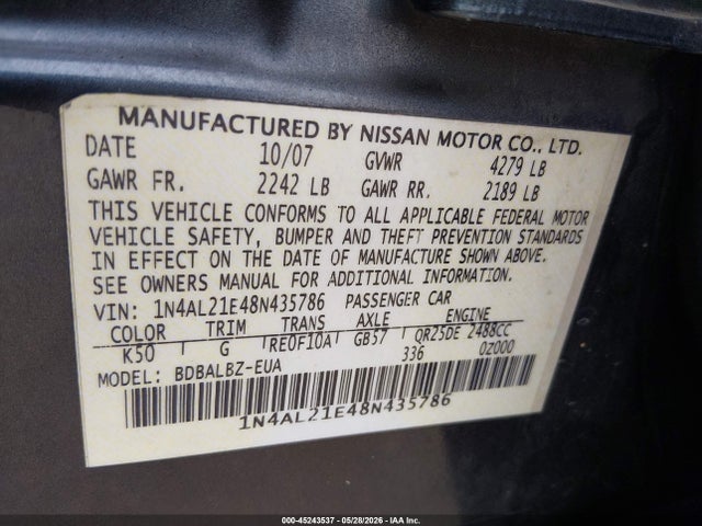2008 Nissan ALTIMA 2.5 S photo 9