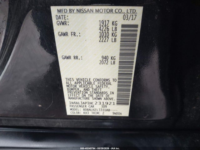2017 Nissan ALTIMA 2.5 SR 照片 9