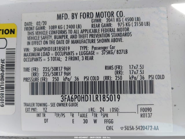 صورة 9 لـ 2020 FORD FUSION SE