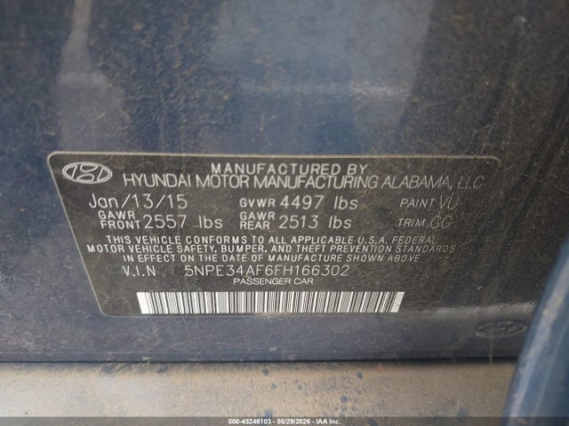 2015 Hyundai SONATA LIMITED 照片 9