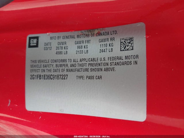 صورة 9 لـ 2012 Chevrolet CAMARO 1LT