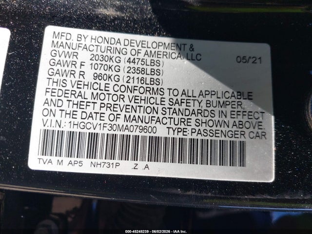 2021 HONDA ACCORD SPORT 9