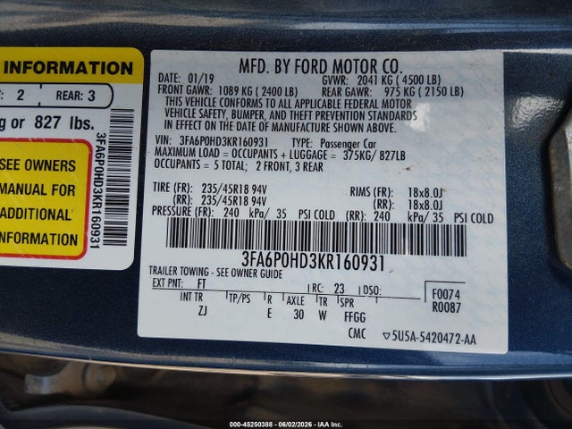 2019 FORD FUSION SE — фото 9